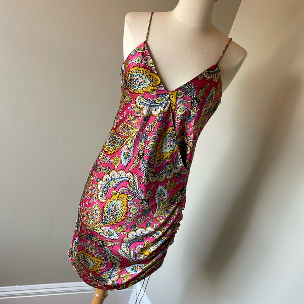 Cinq à Sept, Aja Silk Pink Paisley Spaghetti Strap Dress, Size 4
